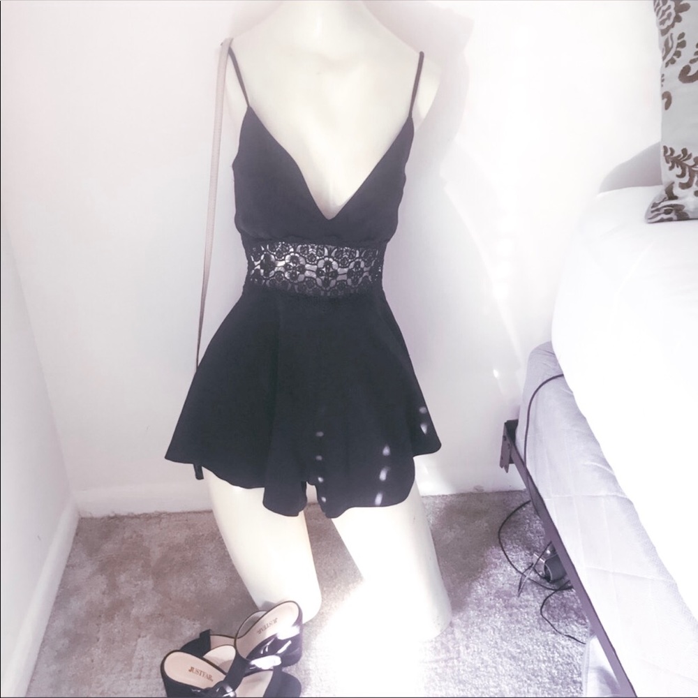 Black Crochet Romper